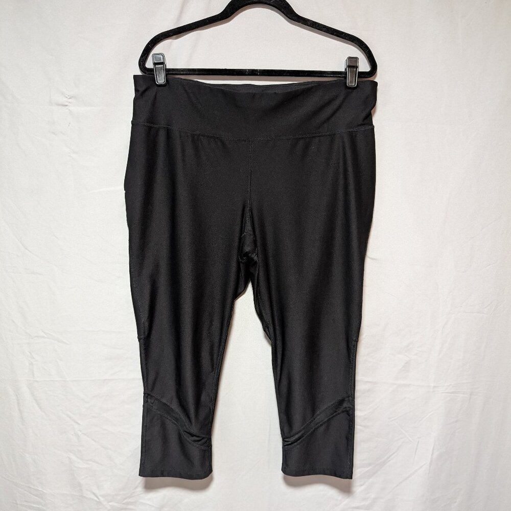 Xersion Black Capri Crop Length Fitted Mesh Panel Stretch Leggings Women's 1X